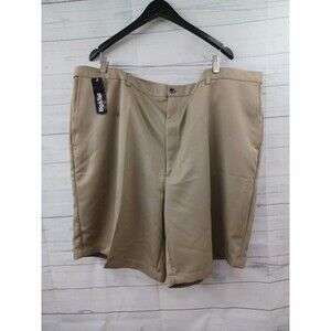 Haggar Big & Tall Cool 18 Gab Performance Shorts 48W Khaki NWT